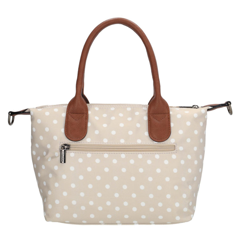 Charm Tas 20777 Buckingham Stippen Wit-Taupe 1289