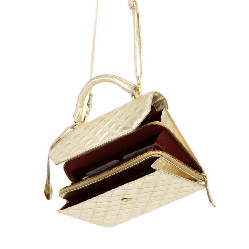 Mosz Tas Kris Bag L Quilted Gold, dull light gold