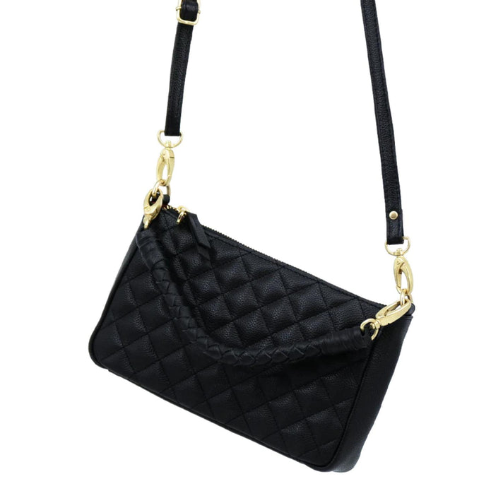 Mosz Tas Coco S Quilted Black dull light gold Mosz Tas Coco S Quilted Black dull light gold