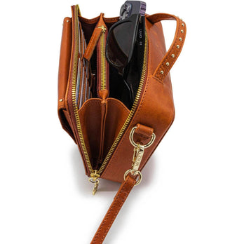 Mosz Tas Naomi Studs Cognac shiny light gold 02 Mosz Tas Naomi Studs Cognac shiny light gold 02