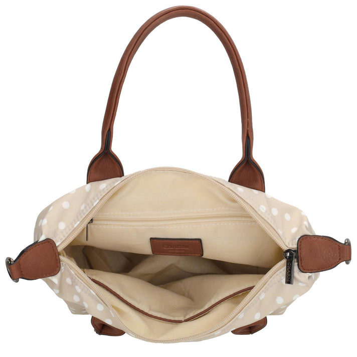 Charm Tas 20777 Buckingham Stippen Wit-Taupe 1289 Charm Tas 20777 Buckingham Stippen Wit-Taupe 1289