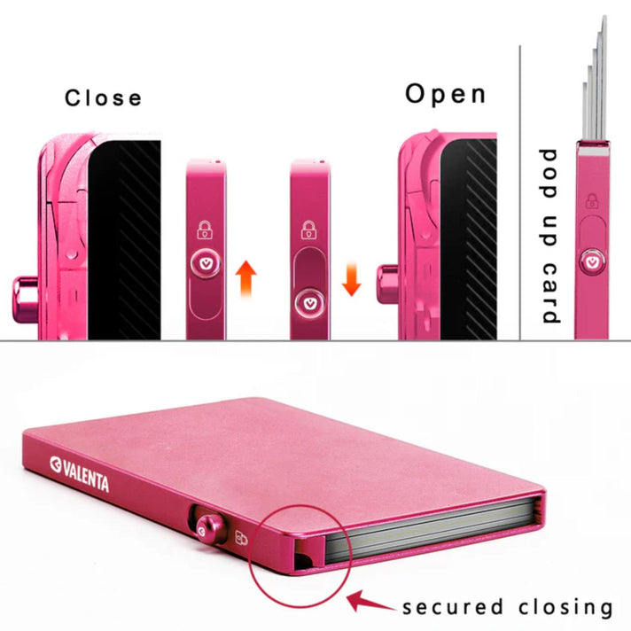 Valenta Pasjeshouder Cardprotector MagSafe Aluminum Roze Valenta Pasjeshouder Cardprotector MagSafe Aluminum Roze