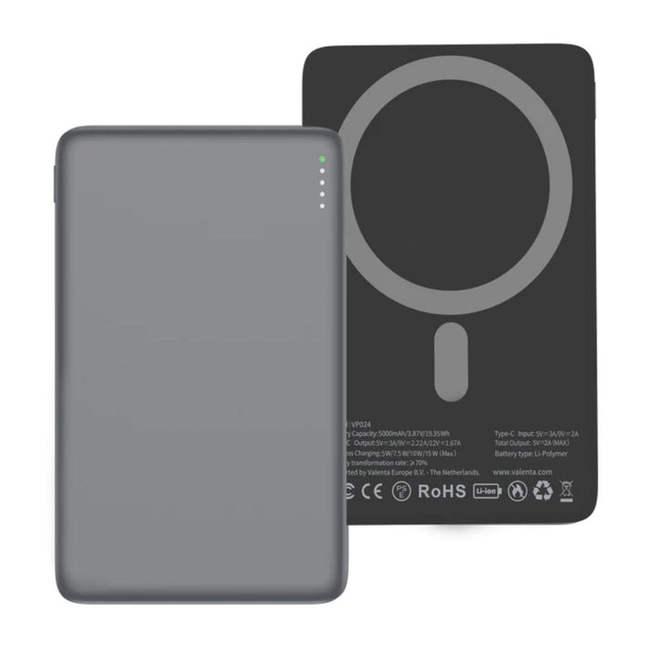 Valenta Powerbank Powerbank MagSafe Ultra slim Grijs Valenta Powerbank Powerbank MagSafe Ultra slim Grijs