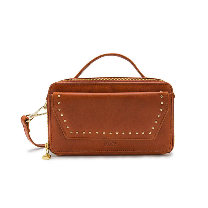 Mosz Tas Naomi Studs Cognac shiny light gold 02 Mosz Tas Naomi Studs Cognac shiny light gold 02