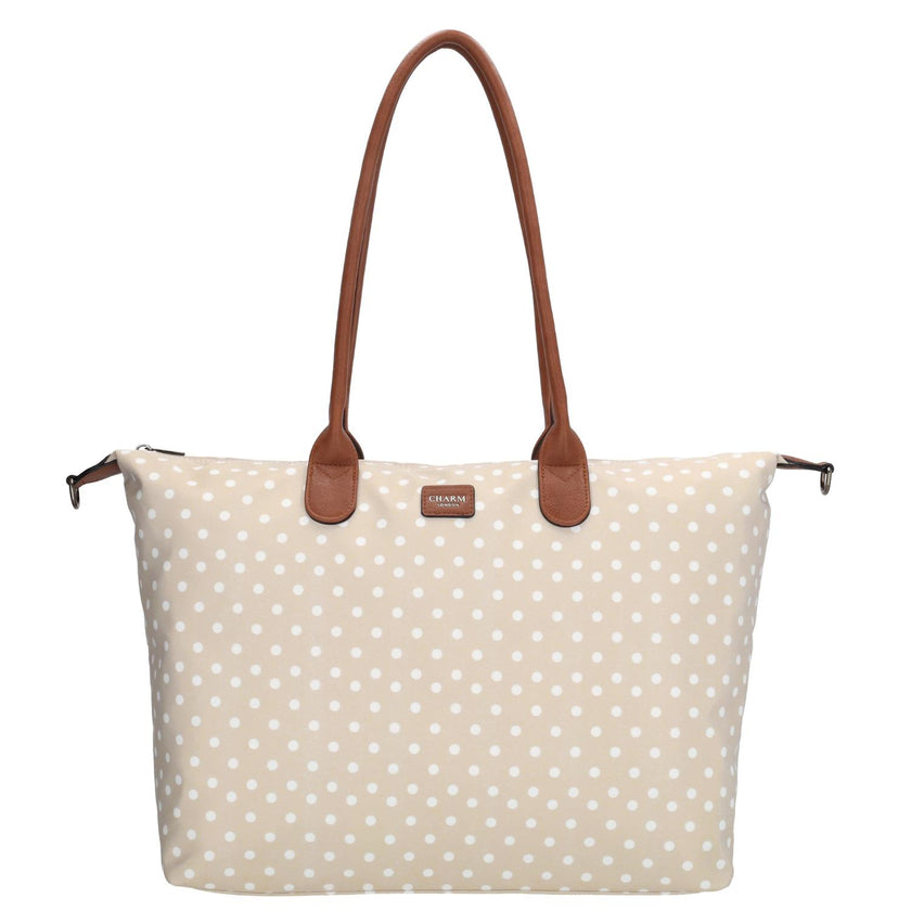 Charm Shopper 22521 Buckingham Stippen Wit-Taupe 1289