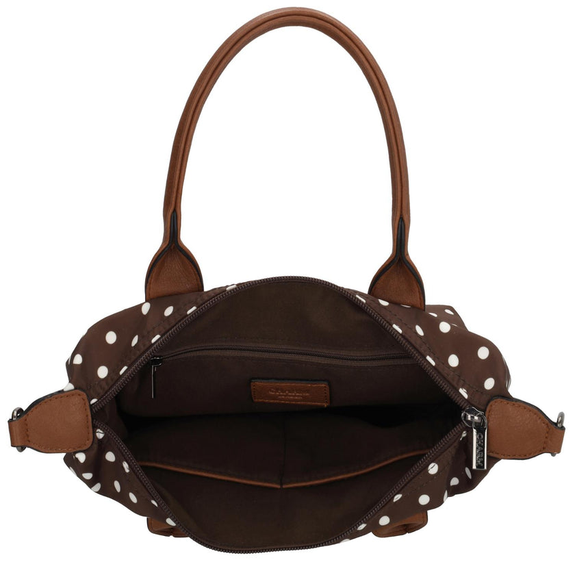 Charm Tas 20777 Buckingham Stippen Wit-donkerbruin 1291