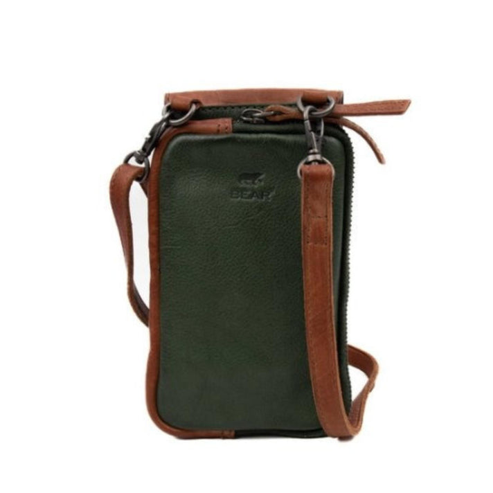 Bear Design Telefoontasje CP2106 Ahana Green Cognac Bear Design Telefoontasje CP2106 Ahana Green Cognac