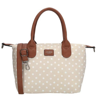 Charm Tas 20777 Buckingham Stippen Wit-Taupe 1289 Charm Tas 20777 Buckingham Stippen Wit-Taupe 1289
