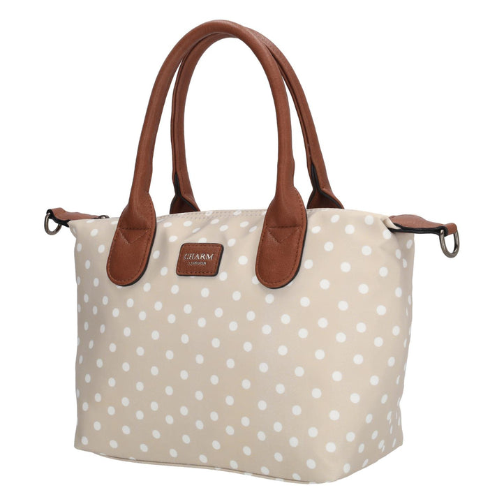 Charm Tas 20777 Buckingham Stippen Wit-Taupe 1289 Charm Tas 20777 Buckingham Stippen Wit-Taupe 1289
