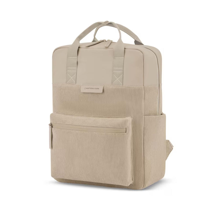 Kapten & Son Laptoprugzak Bergen Pro Cord Dusty Sand Cord
