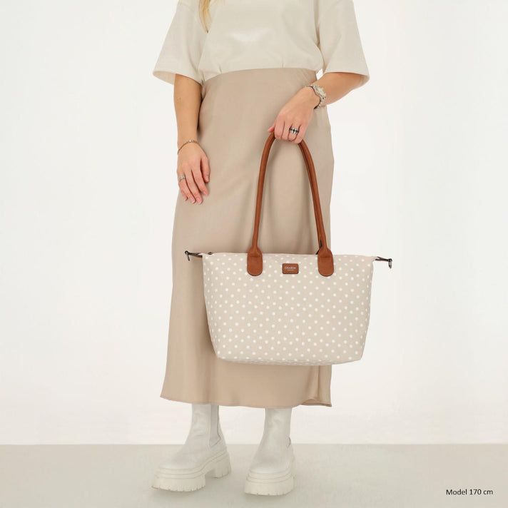 Charm Shopper 20776 Stippen wit-taupe 1289 Charm Shopper 20776 Stippen wit-tauoe 1289