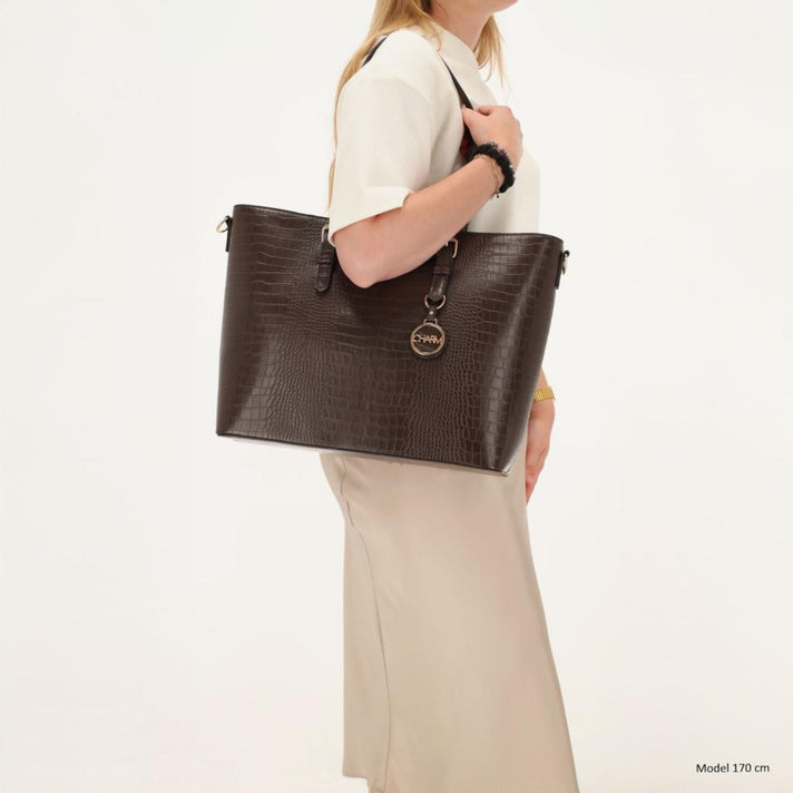 Charm Shopper 26314 Birmingham croco Donkerbruin 097 Charm Shopper 26314 Birmingham croco Donkerbruin 097