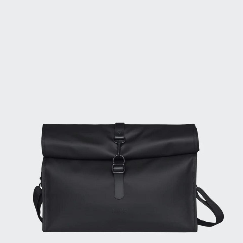 Rains Laptoptas 1394 Rolltop Messenger 01 Black