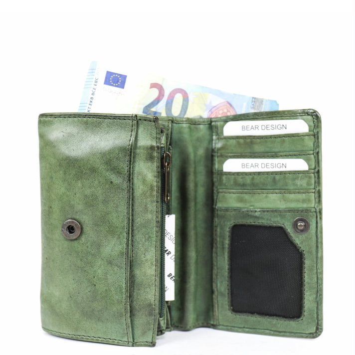 Bear Design Portemonnee CL15572 Flappie Olijfgroen Bear Design Portemonnee CL15572 Flappie Olijfgroen