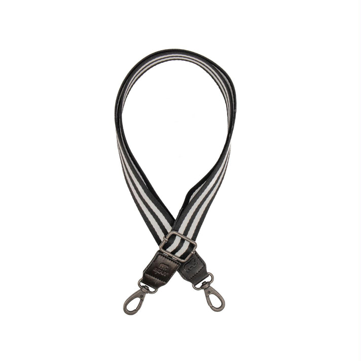 Bear Design Schouderband Cotton Strap Black White Bear Design Schouderband Cotton Strap Black White