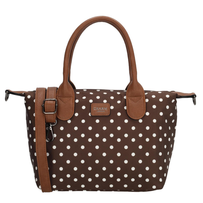 Charm Tas 20777 Buckingham Stippen Wit-donkerbruin 1291