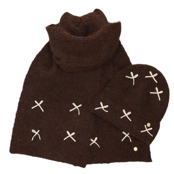 Charm Sjaal & Muts 26273 set Donkerbruin 097