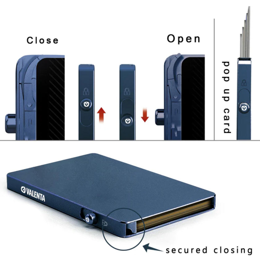 Valenta Pasjeshouder Cardprotector MagSafe Aluminum Blauw Titanium