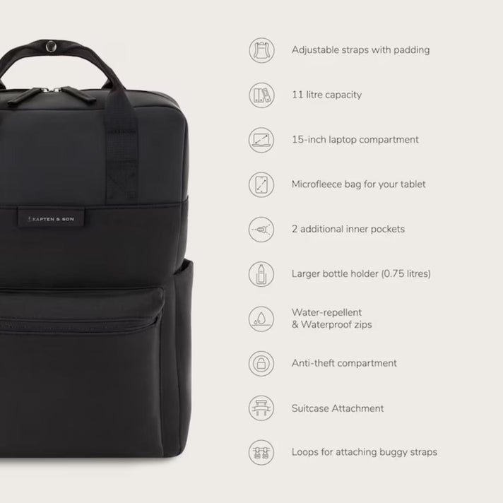 Kapten & Son Laptoprugzak Bergen Pro All Black