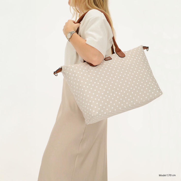Charm Shopper 22521 Buckingham Stippen Wit-Taupe 1289