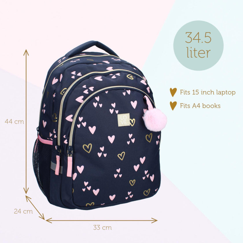 Milky Kiss Kinder rugzak 037-01069 Heart of Gold Blue