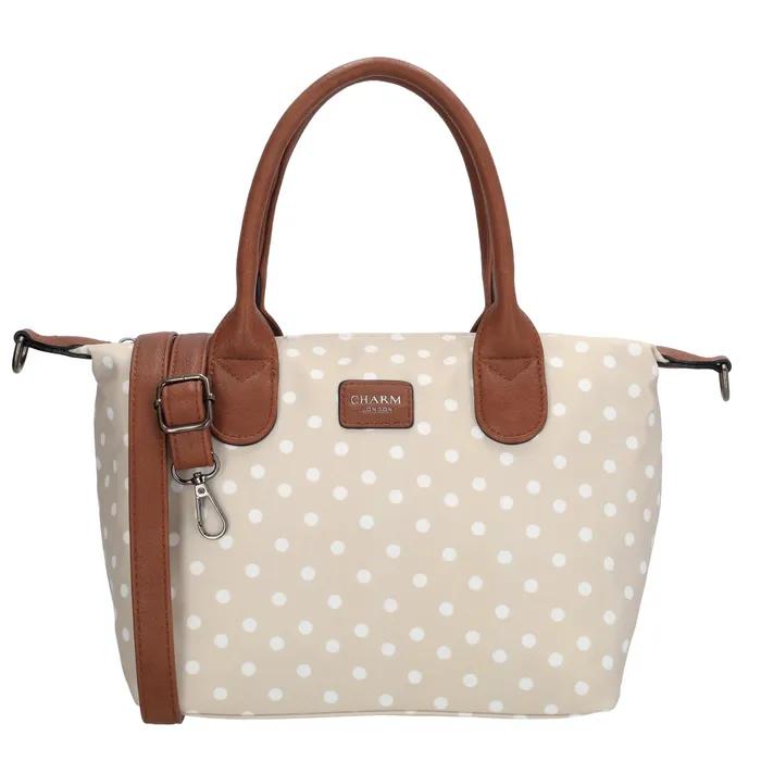 Charm Tas 20777 Buckingham Stippen Wit-Taupe 1289