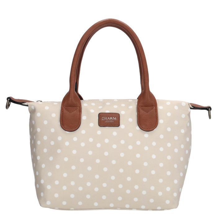 Charm Tas 20777 Buckingham Stippen Wit-Taupe 1289