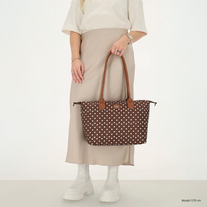 Charm Shopper 20776 Stippen wit-donkerbruin 1291