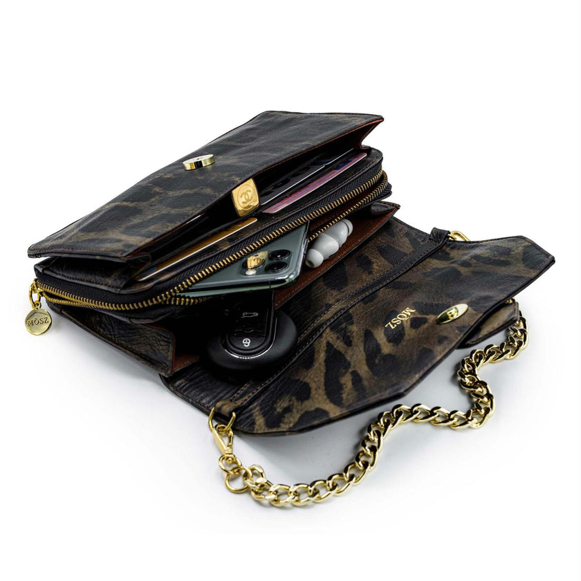 Mosz Telefoontasje Kris Bag Plain Leopard Shiny Gold