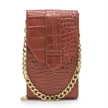 Mosz Telefoontasje Phonebag Croco Cognac Gold