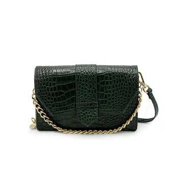 Mosz Telefoontasje Kris Bag Croco Dark Green Shiny Gold