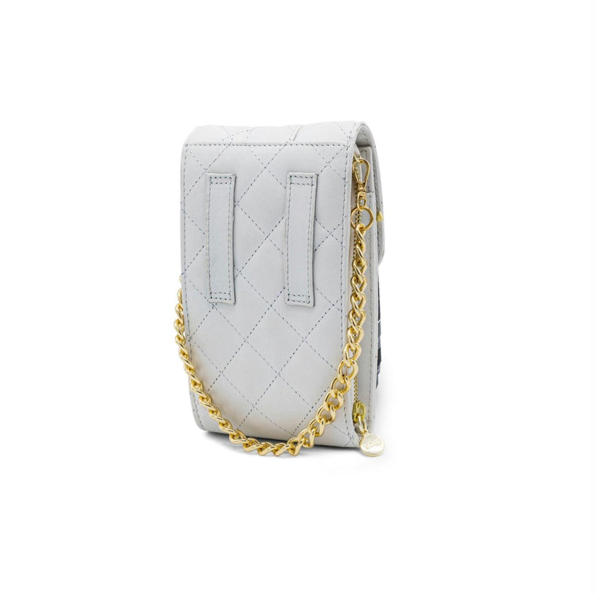 Mosz Telefoontasje Phonebag Quilted Off White shiny light gold 12