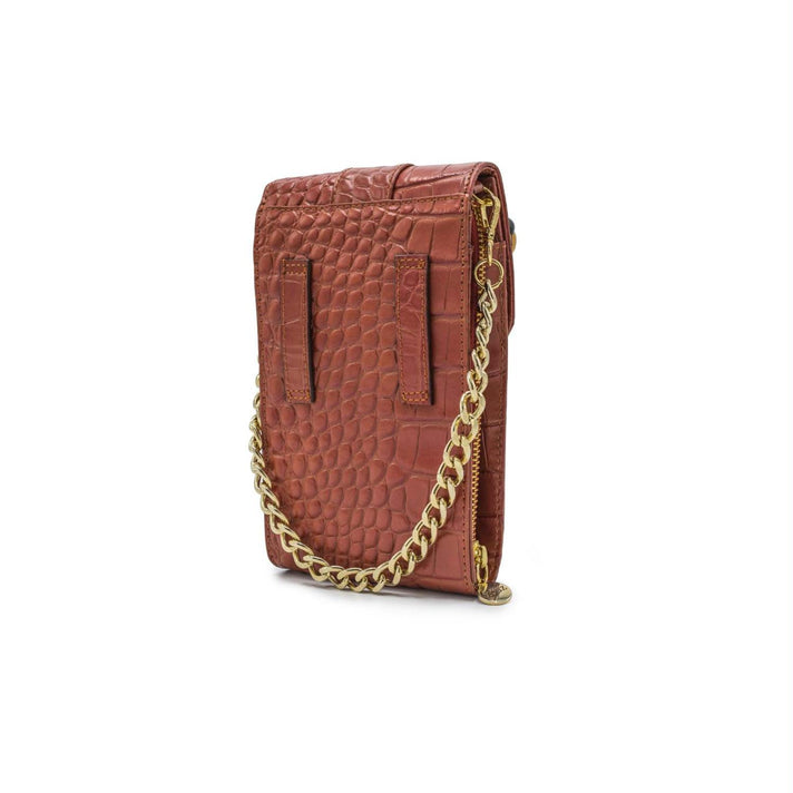 Mosz Telefoontasje Phonebag Croco Cognac Gold